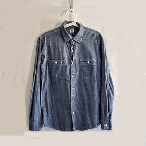 Men's UNIQLO Blue Casual Long Sleeve Button Shirt Sz M